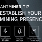 BTC BCH Bitmain Antคนขุดแร่ T17 40th 2200W 12V SHA256 GPU Miner